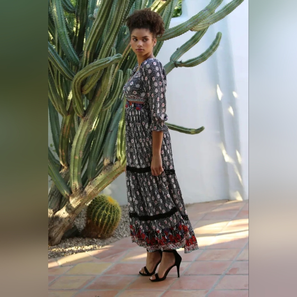 Angie Black and Red Floral Maxi Dress